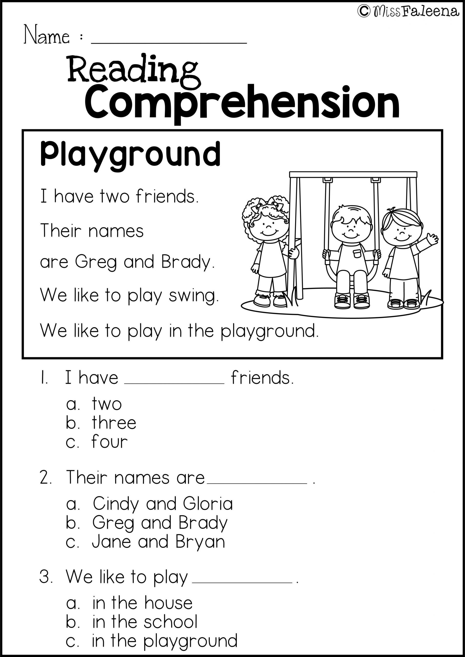reading worksheets for first graders
