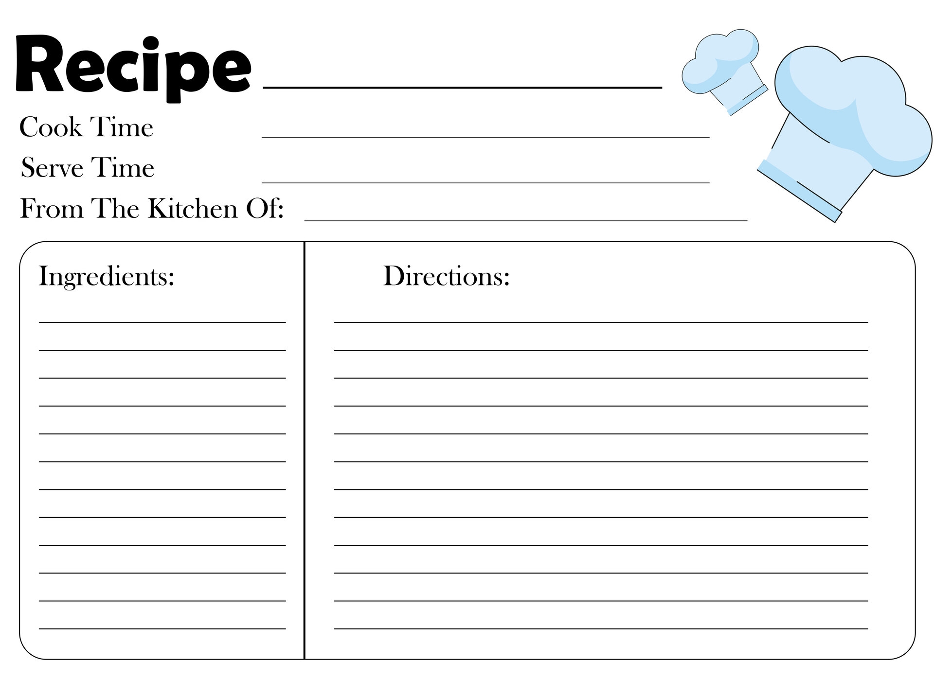 printable recipe cards template