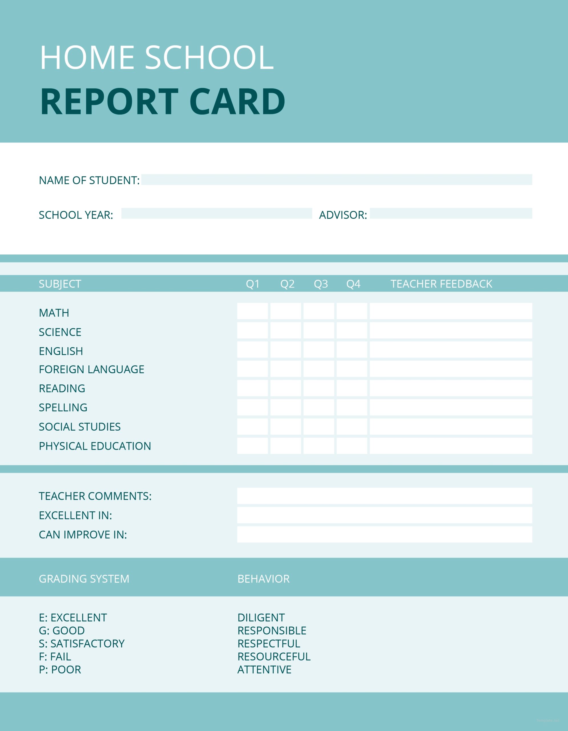 Free Printable Report Cards