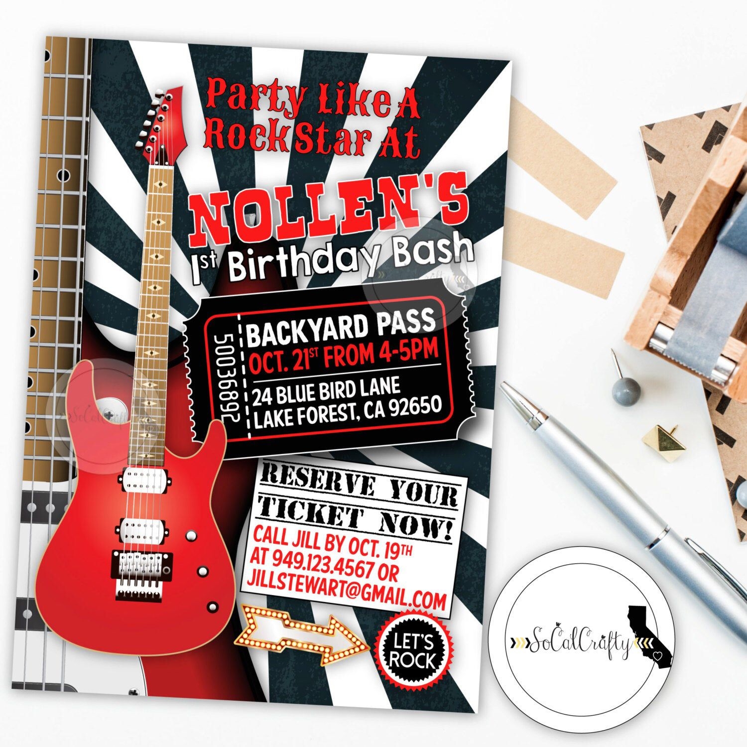 free printable rock and roll invitation templates