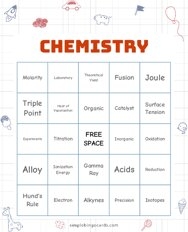 printable science bingo cards