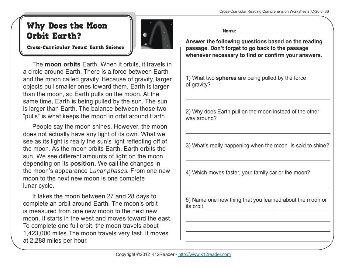 science reading comprehension worksheets