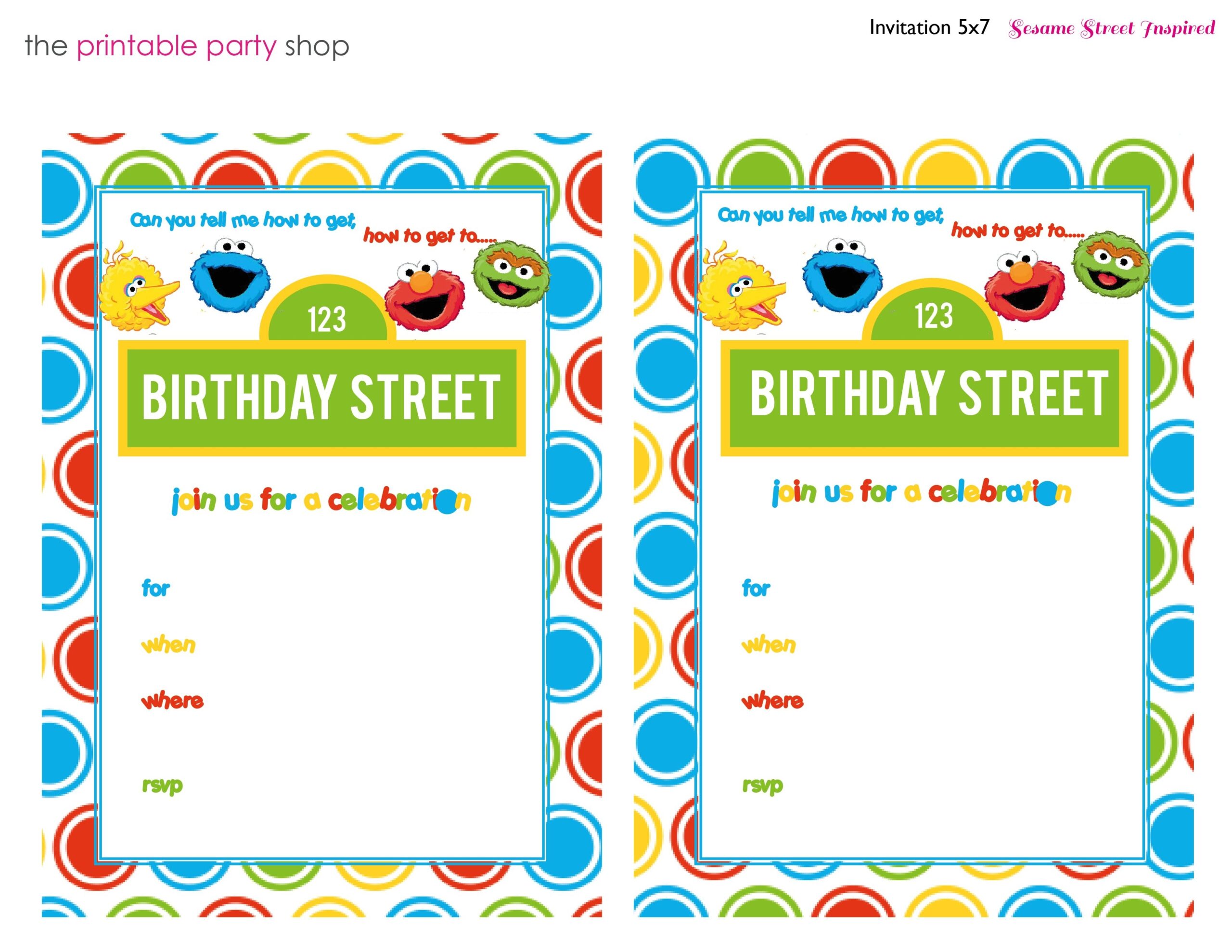 free printable sesame street birthday invitations template