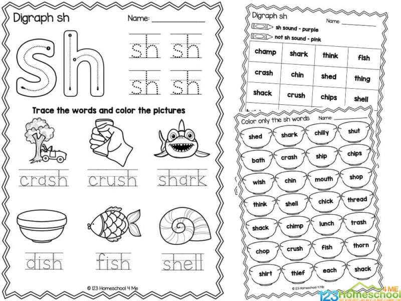 FREE Printable SH Sound Words Digraph Worksheets Worksheets Library