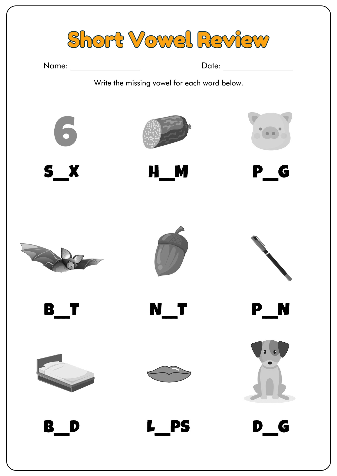Free Printable Short Vowel Picture Cards Printable Word Searches Porn 