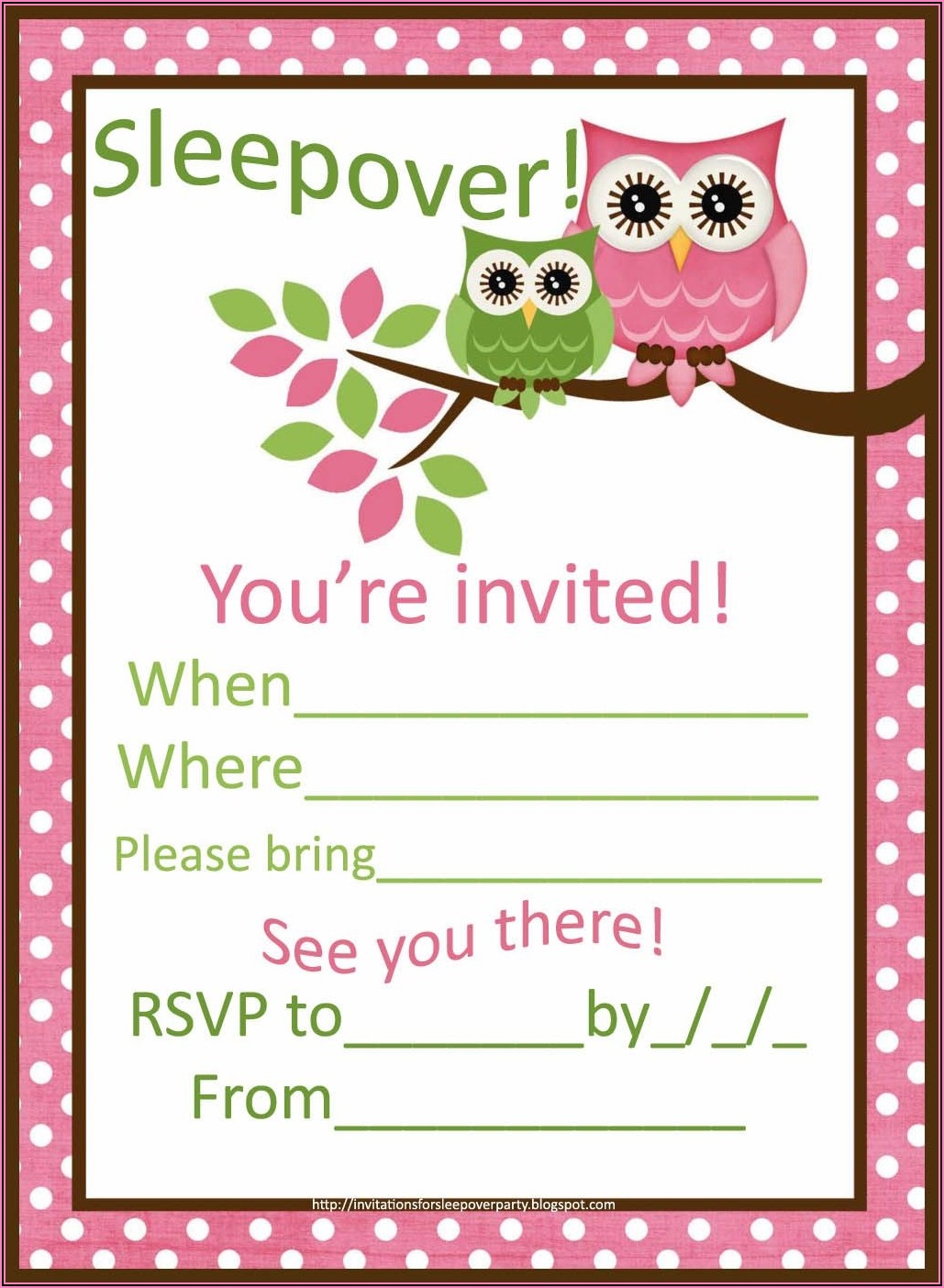 Free Printable Sleepover Invitation Template Word Invitations 