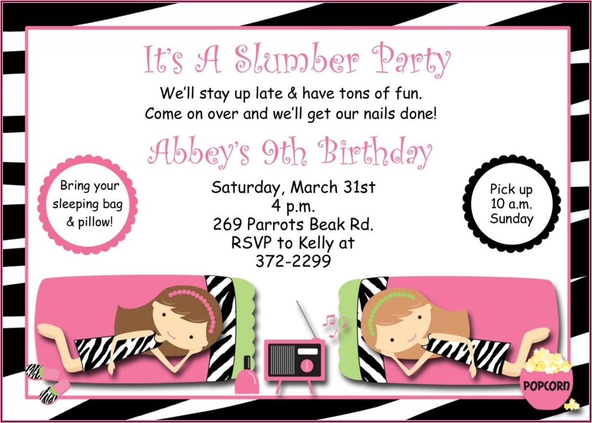 free printable sleepover invitation template word