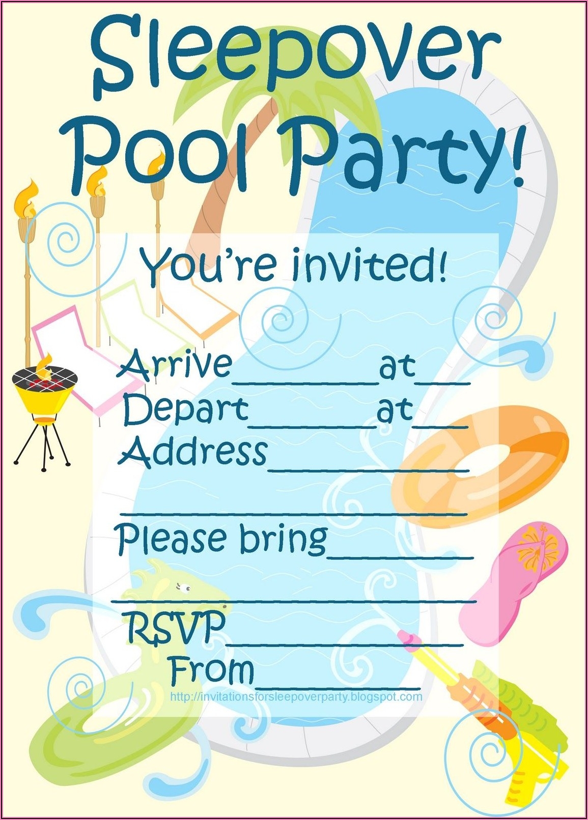 Free Printable Sleepover Invitation Template Word Invitations 