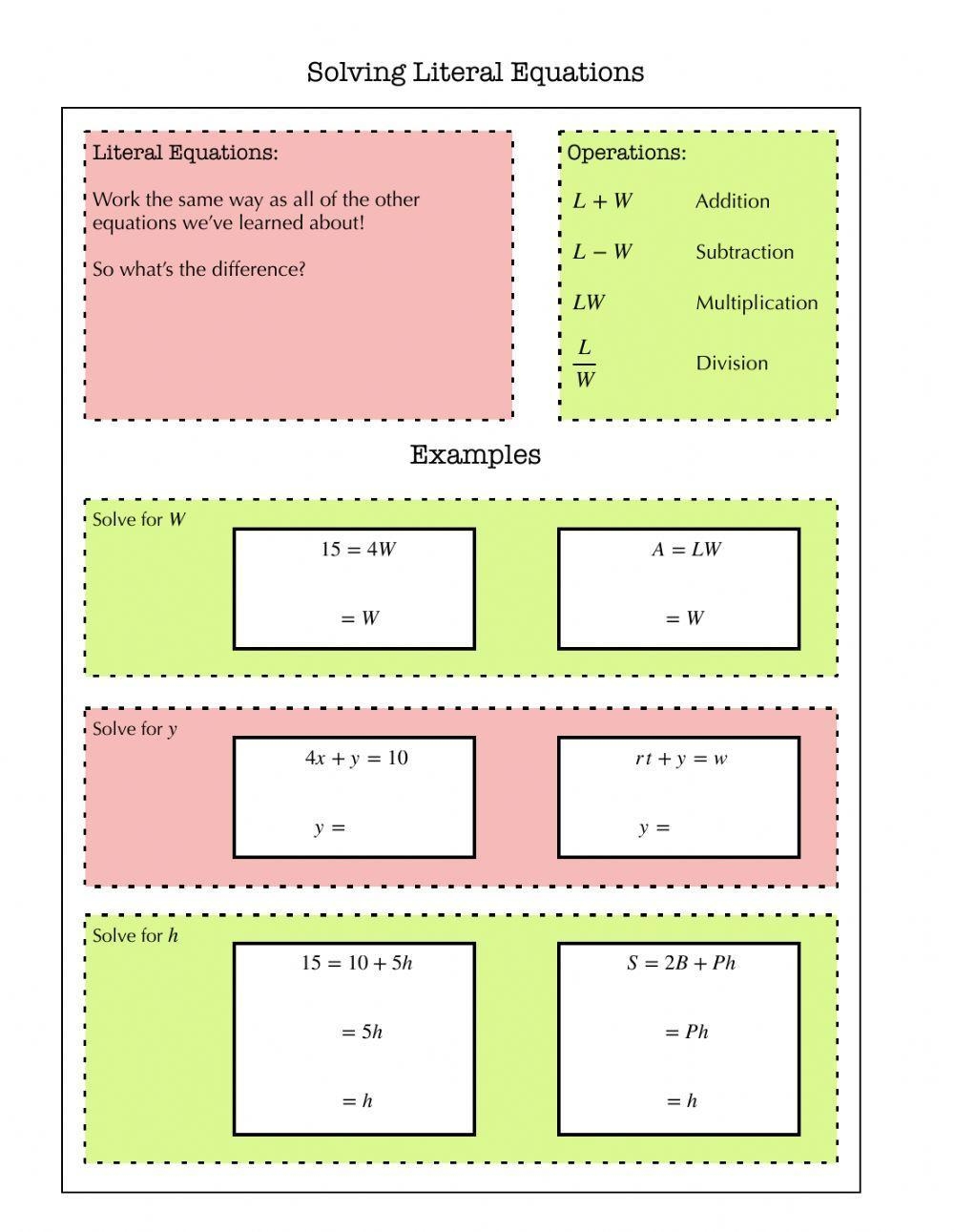 Free Printable Solving Literal Equations Worksheets Worksheets Library