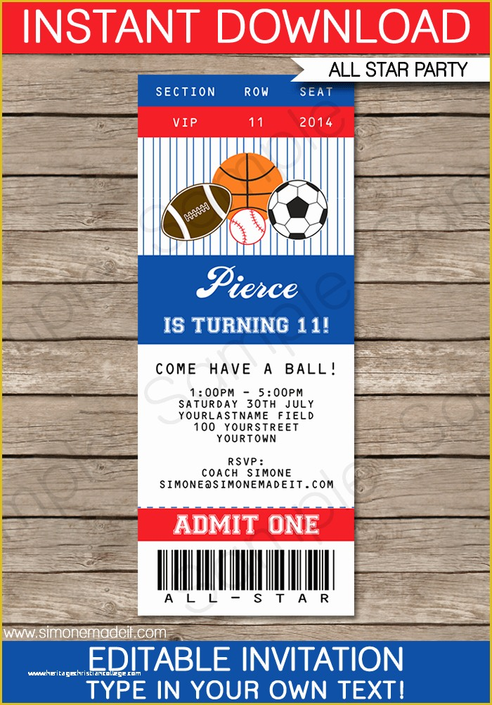 free sports birthday invitation templates