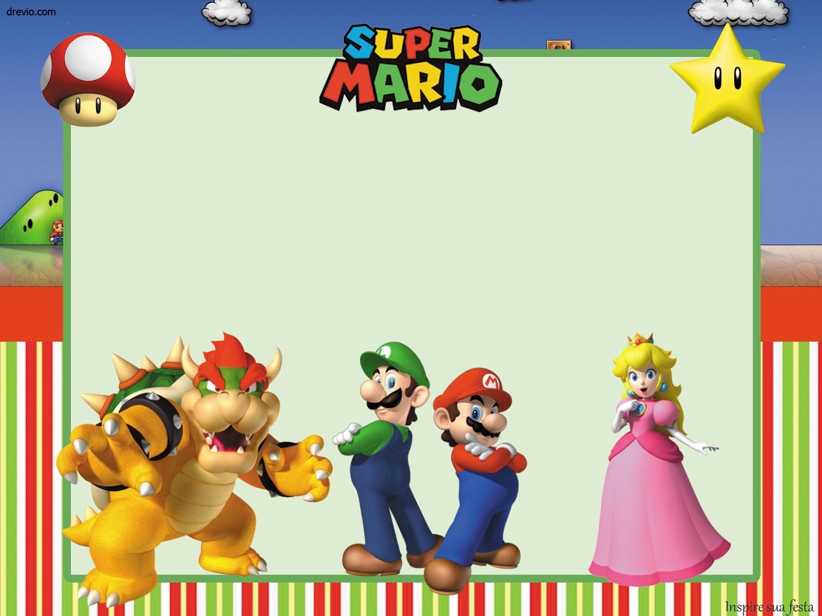 Free Printable Super Mario Bros Invitation Template FREE PRINTABLE 