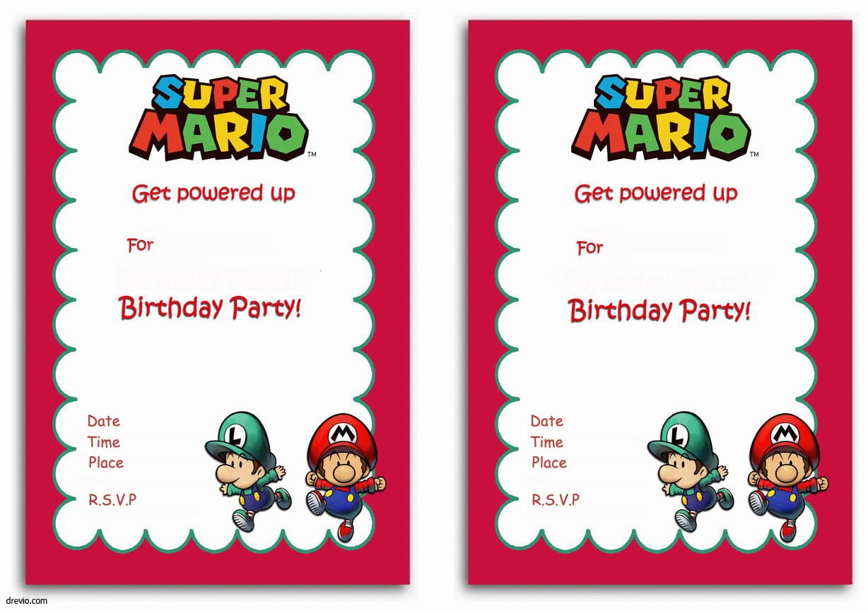 Free Printable Super Mario Bros Invitation Template FREE PRINTABLE 
