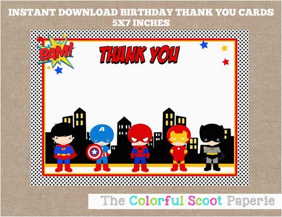 Free Printable Superhero Birthday Cards Superhero Thank You Card