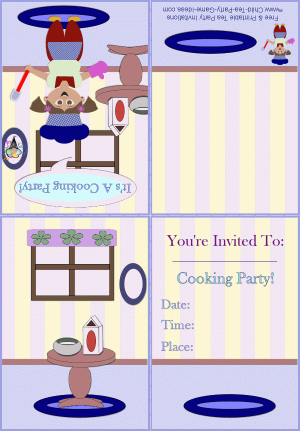Free Printable Tea Party Invitations Cooking Party Invitation 1a