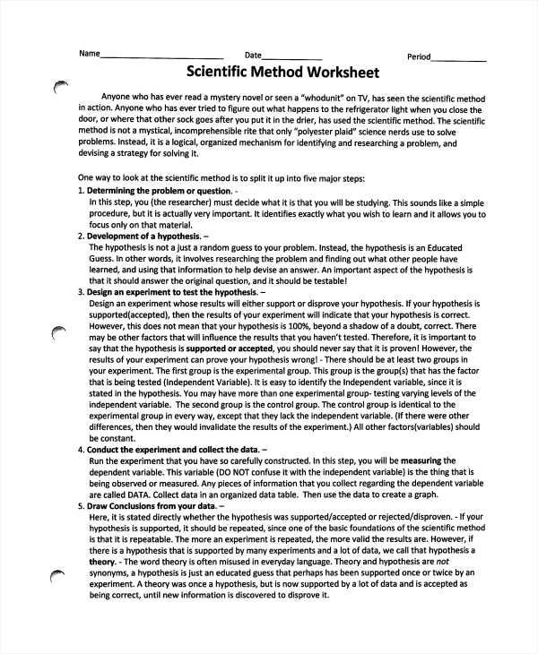  FREE Printable The Scientific Method Worksheets Pdf Worksheets Library