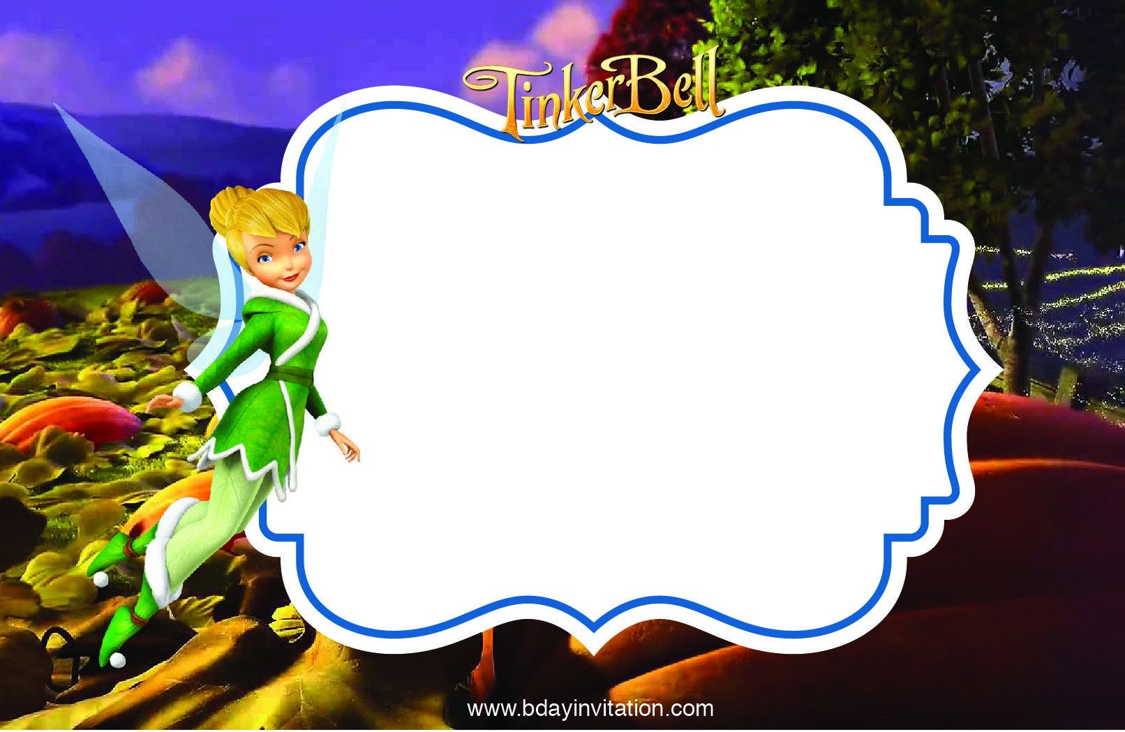 free printable tinkerbell invitation template