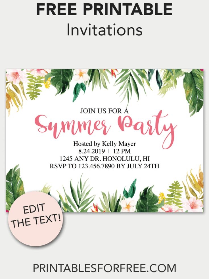 Free Printable Tropical Invitation Template Printable Word Searches