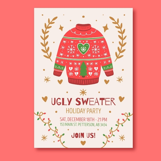 Free Printable Ugly Sweater Party Invitation Template Free