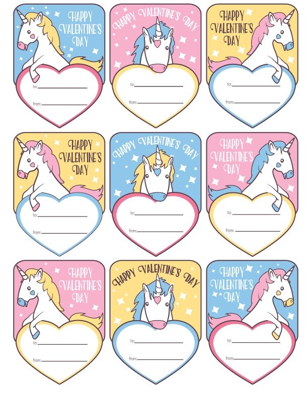 Free Printable Unicorn Valentines Day Cards Worksheets Library