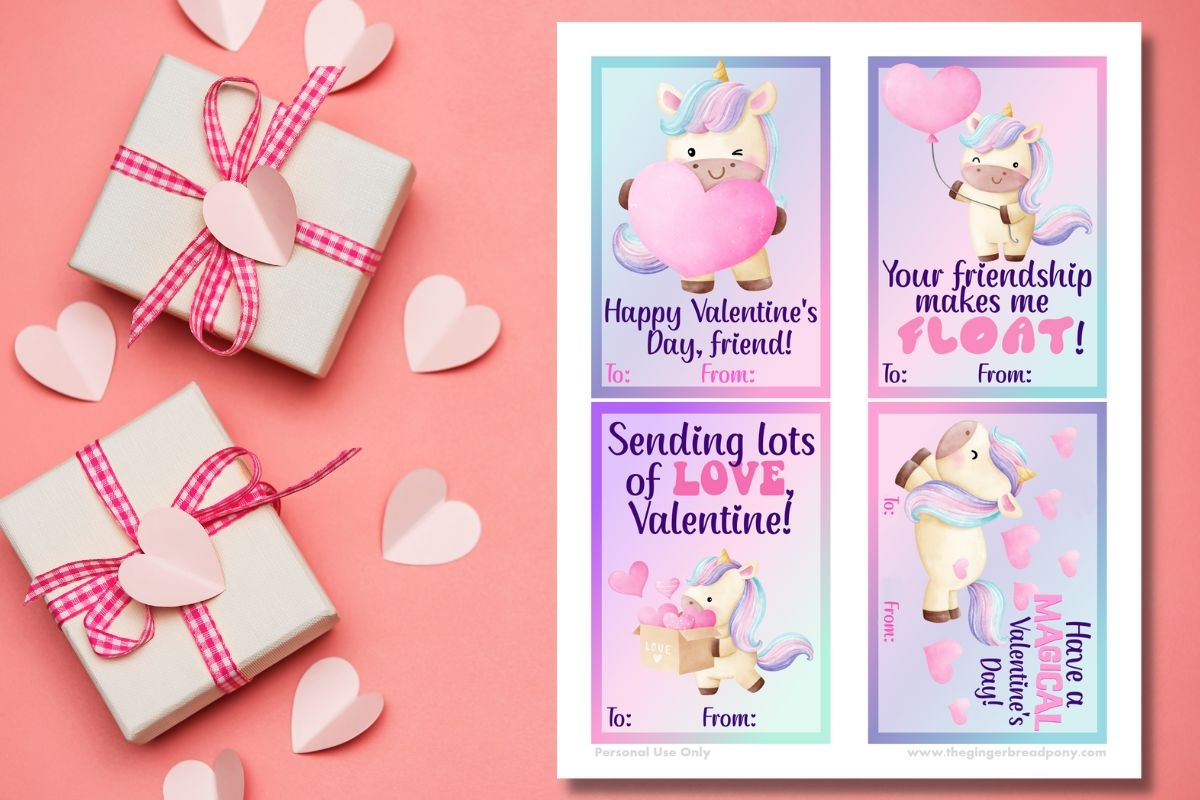 Free Printable Unicorn Valentines Day Cards