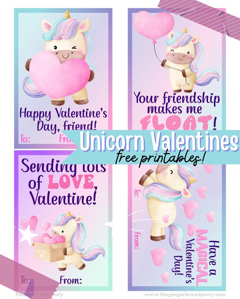 printable unicorn valentines day cards