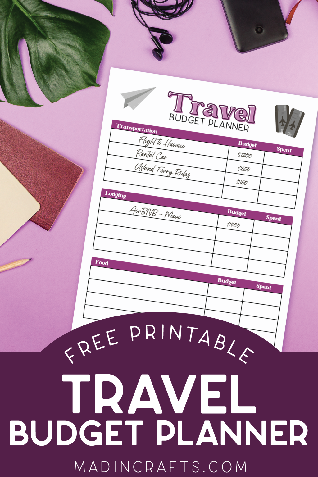 free printable vacation budget worksheet