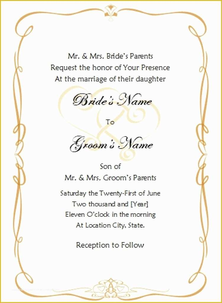 Free Printable Wedding Invitation Templates For Microsoft Word Of Blank