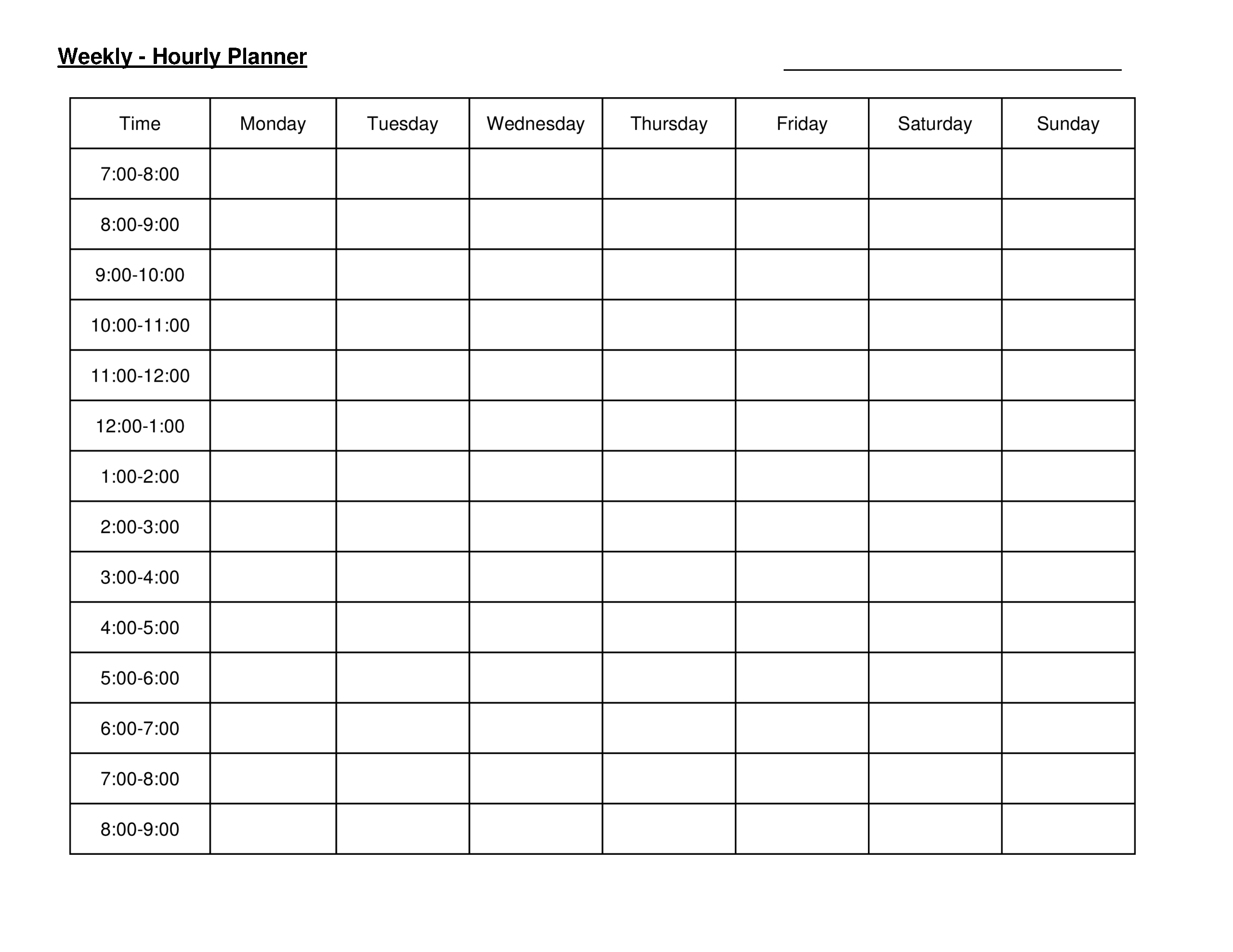 free printable weekly schedule template cute hourly planner