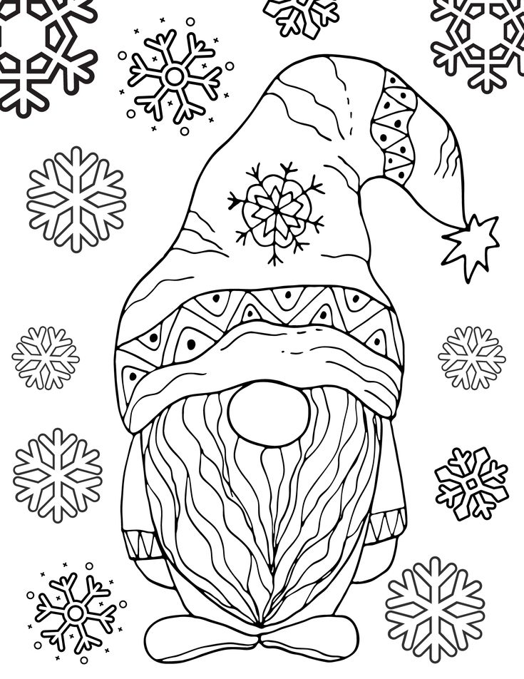 Free Printable Winter Gnomes Coloring Pages For Kids And Adults Free