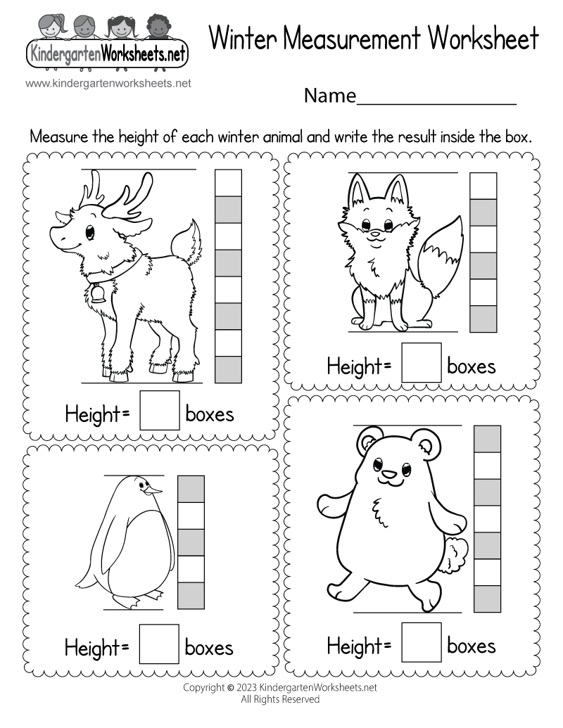Free Printable Winter Measurement Worksheet For Kindergarten
