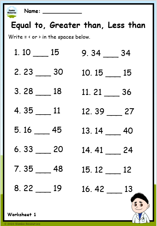 greater than lesser than worksheet