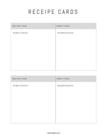 Free Receipe Cards Printable Template
