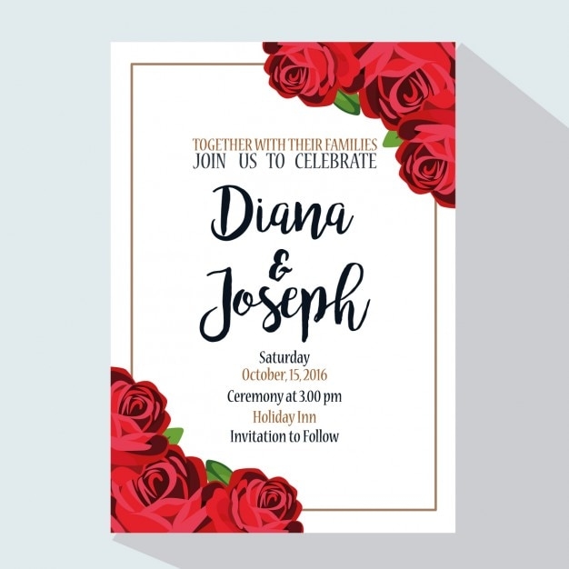 Free Red Rose Wedding Invitation Templates Templates Printable