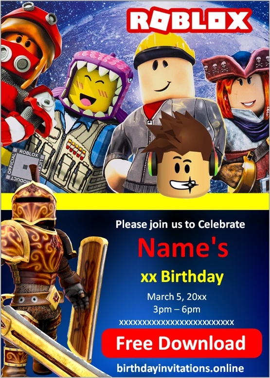  FREE ROBLOX Birthday Invitations Template Online