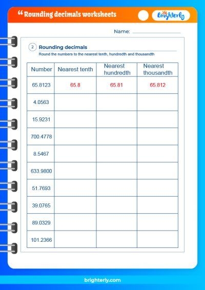 rounding decimals worksheets