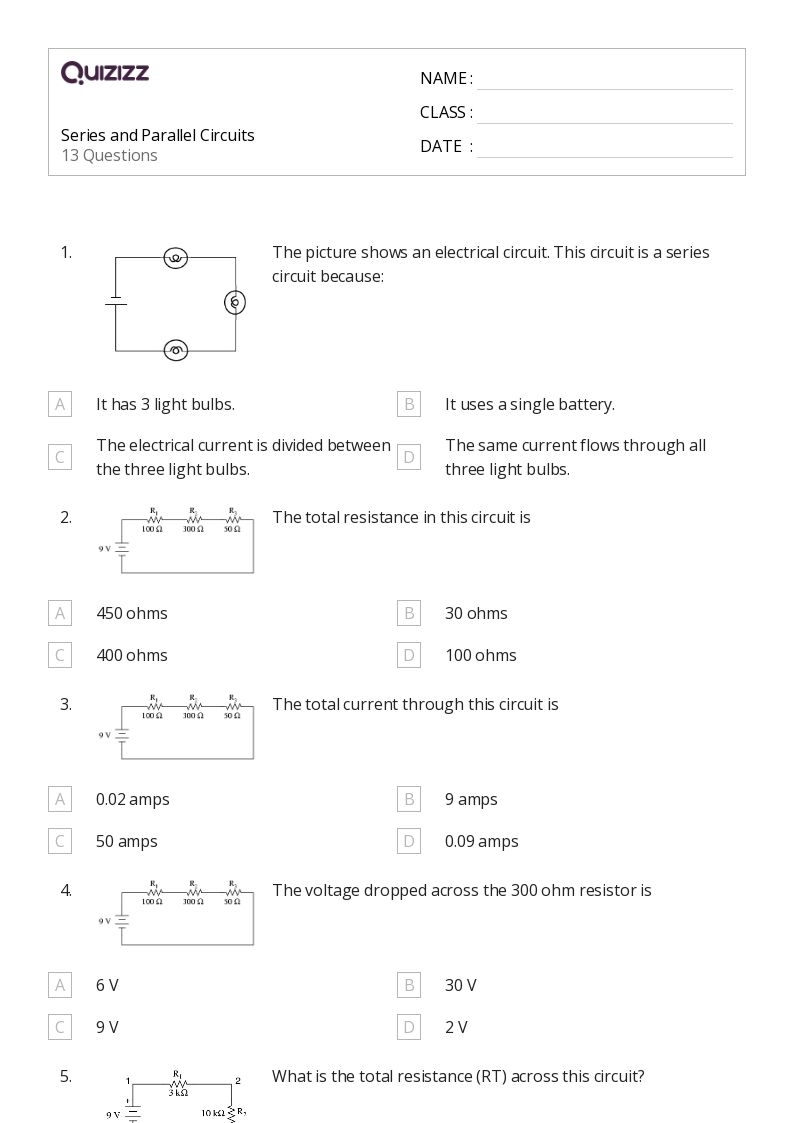 series vs parallel circuits worksheet