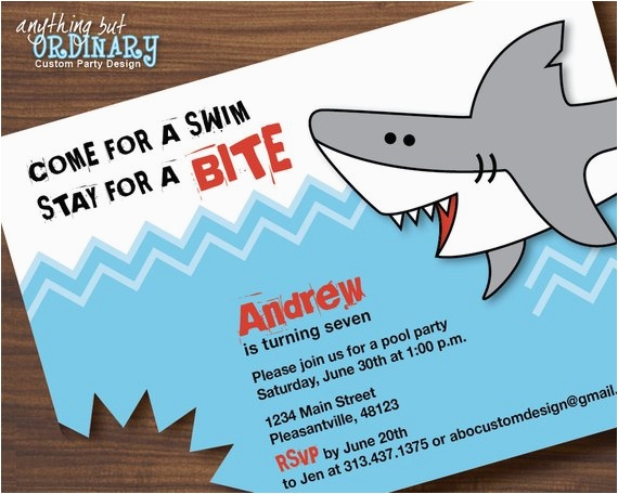 Free Shark Birthday Invitation Template Shark Birthday Invitations 