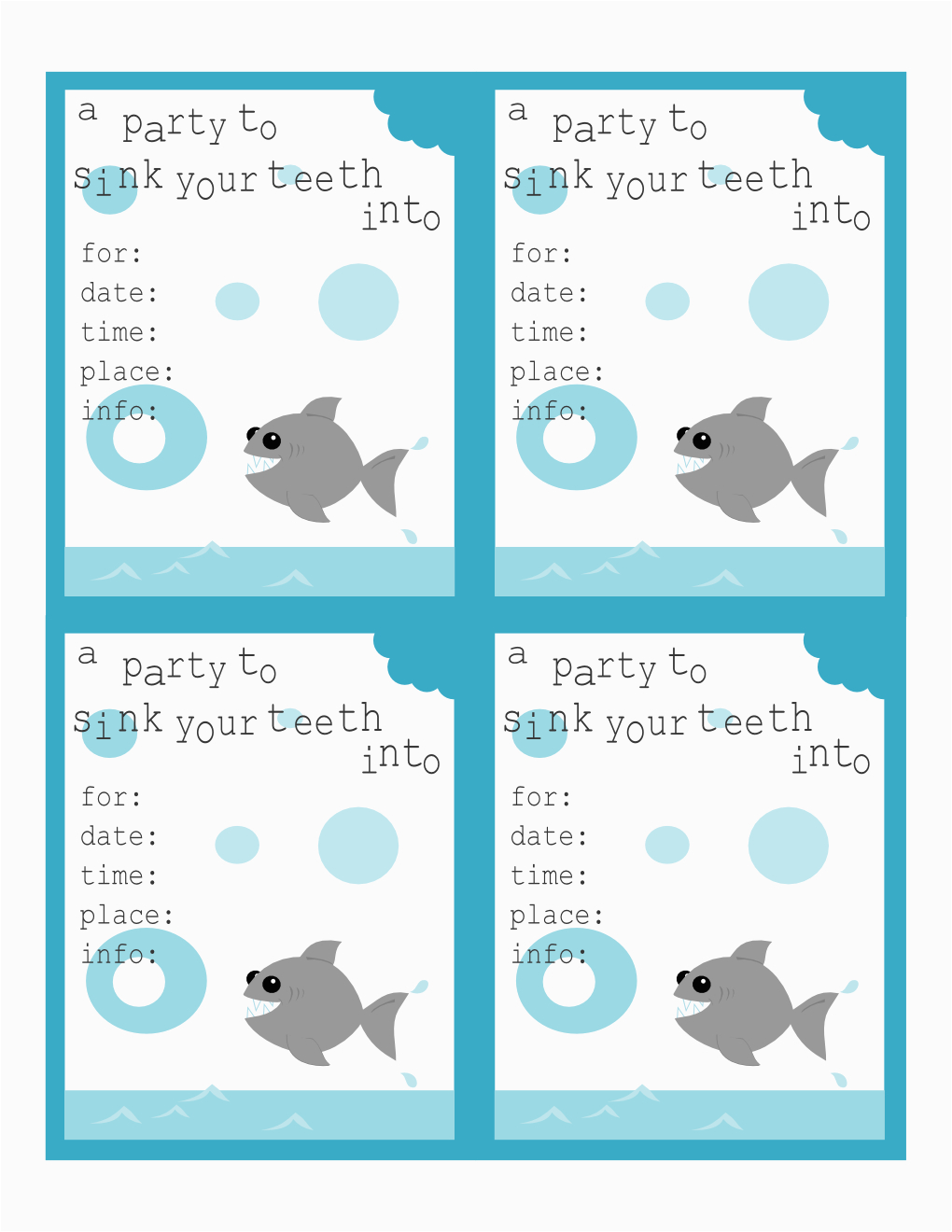 Free Shark Birthday Invitation Template Shark Birthday Invitations 