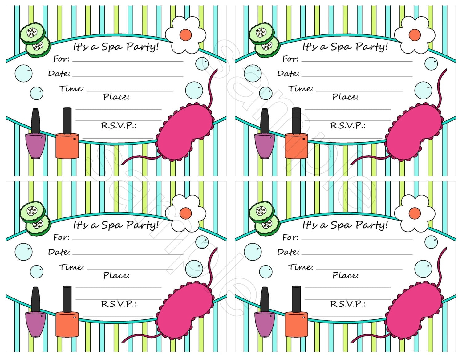 Free Spa Party Invitation Template