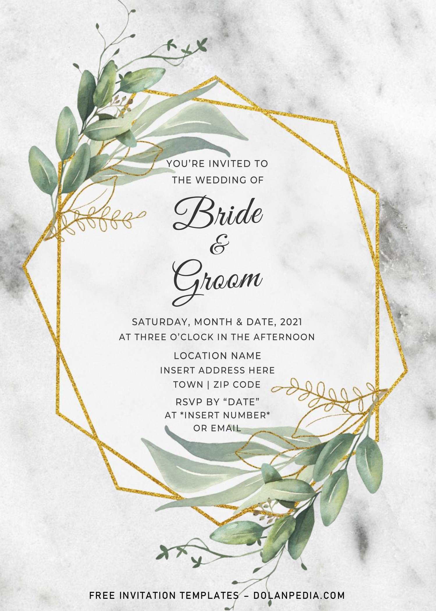Free Stunning Gold Glitter Boho Wedding Invitation Templates For Word 