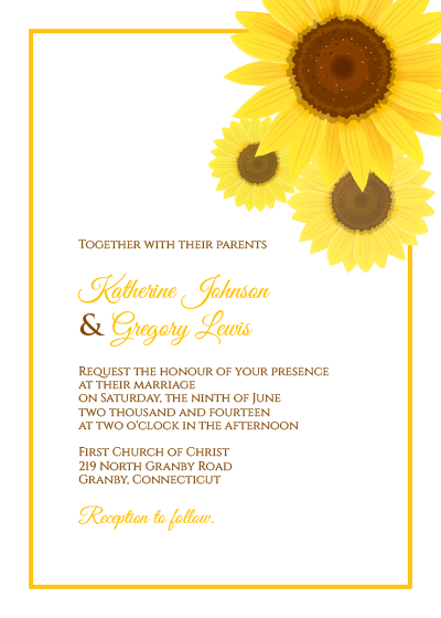 free sunflower wedding invitation templates