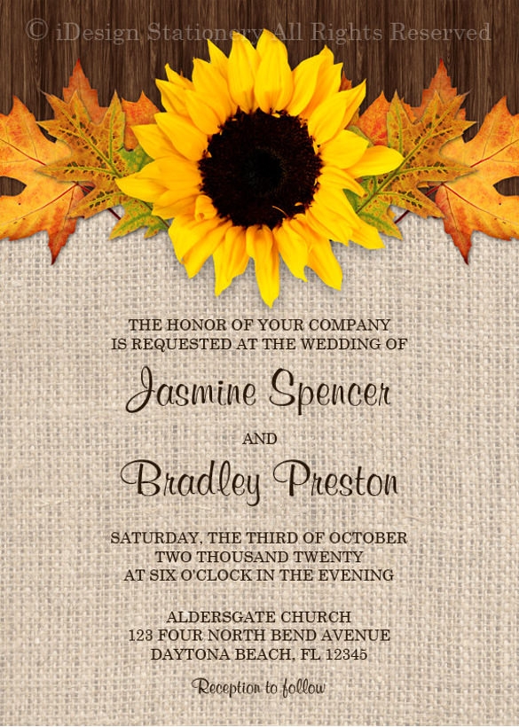 Free Sunflower Wedding Invitation Templates
