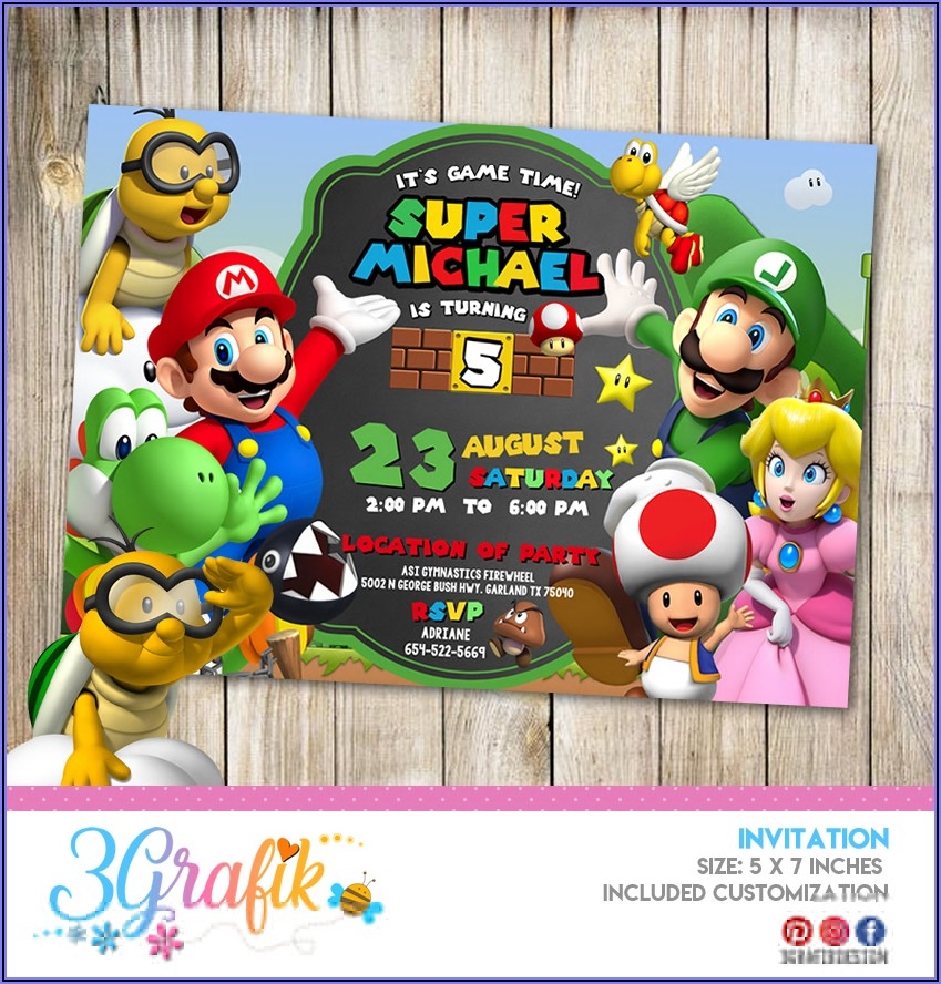 Free Super Mario Bros Invitation Templates Invitations Resume 