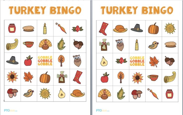 printable turkey bingo cards