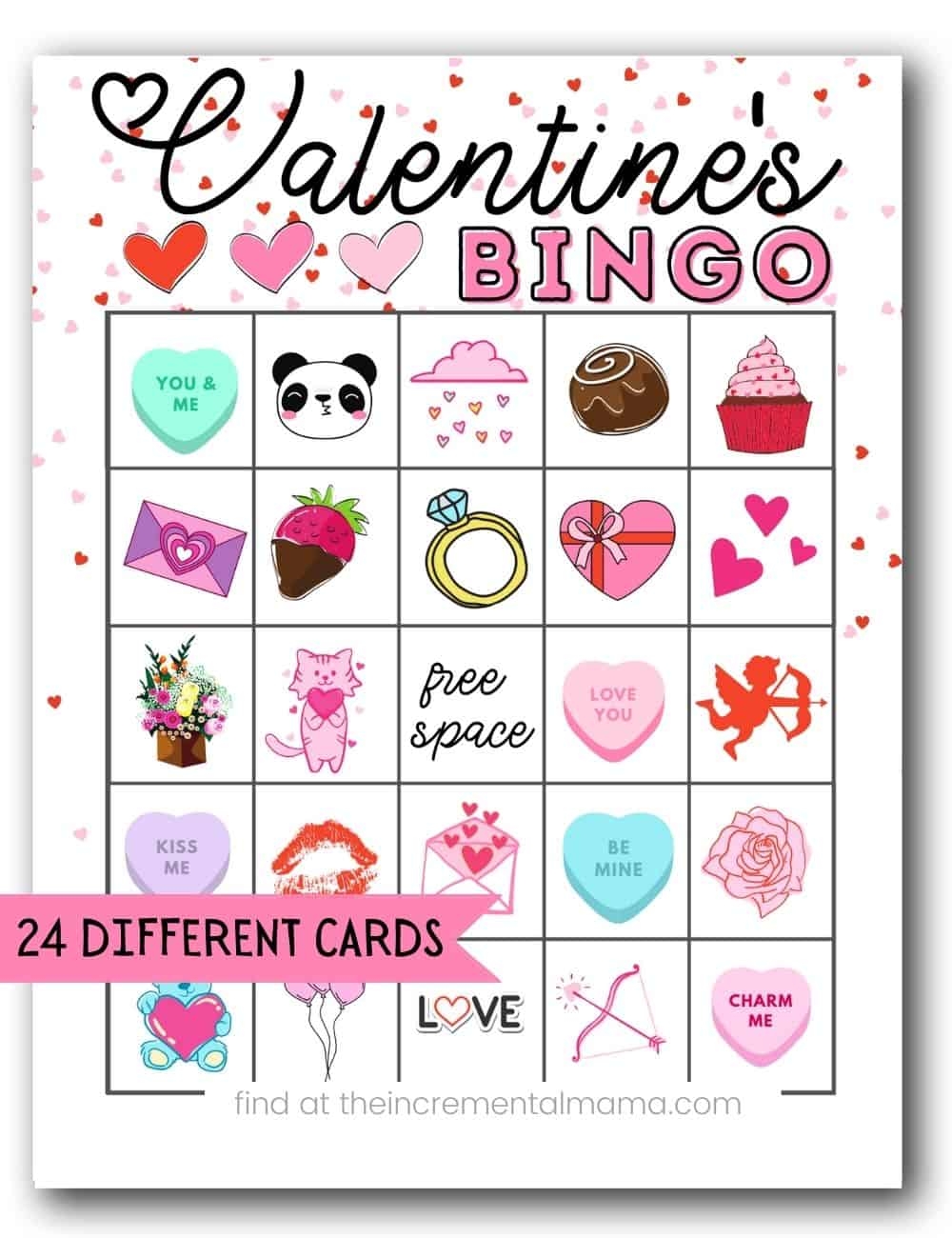 Free Valentine 39 s Bingo Printables 24 Cards The Incremental Mama