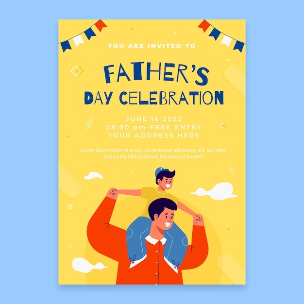 Free Vector Flat Father 39 s Day Invitation Template