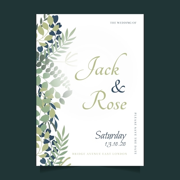 Free Vector Wedding Invitation Template With Flower