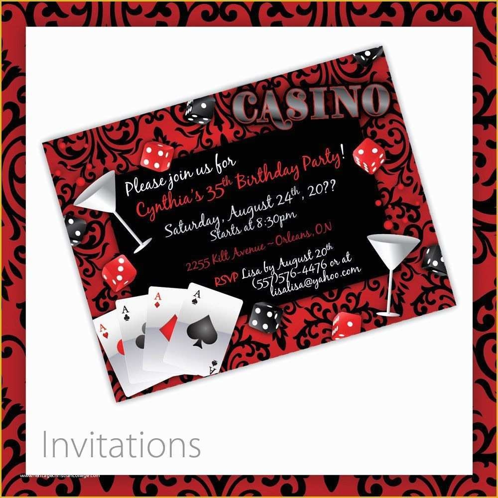 free casino themed invitations templates