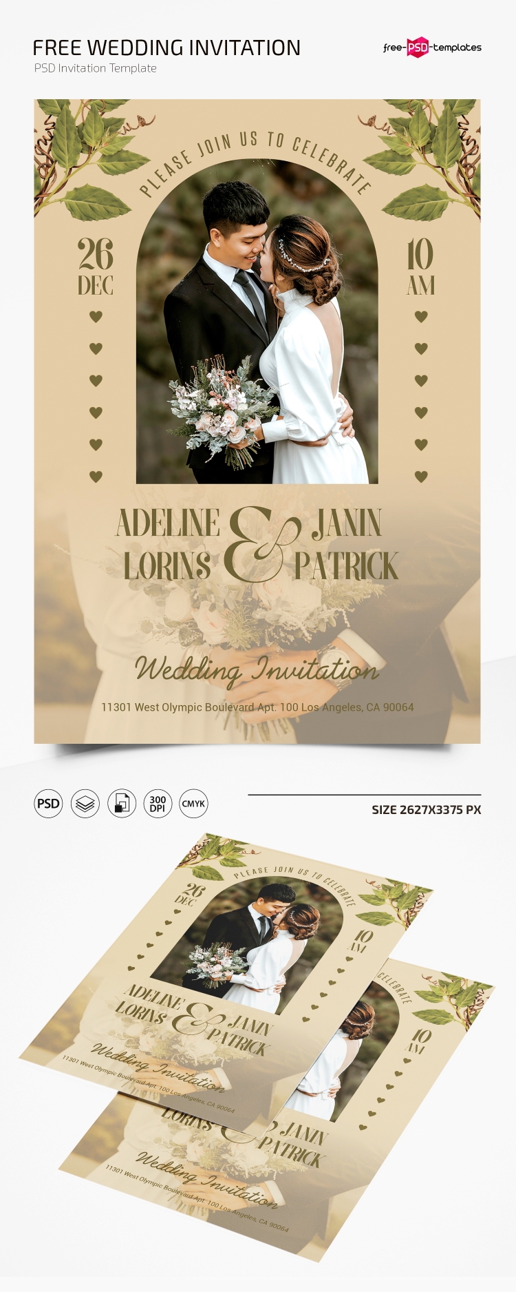 Free Wedding Invitation PSD Template Free PSD Templates