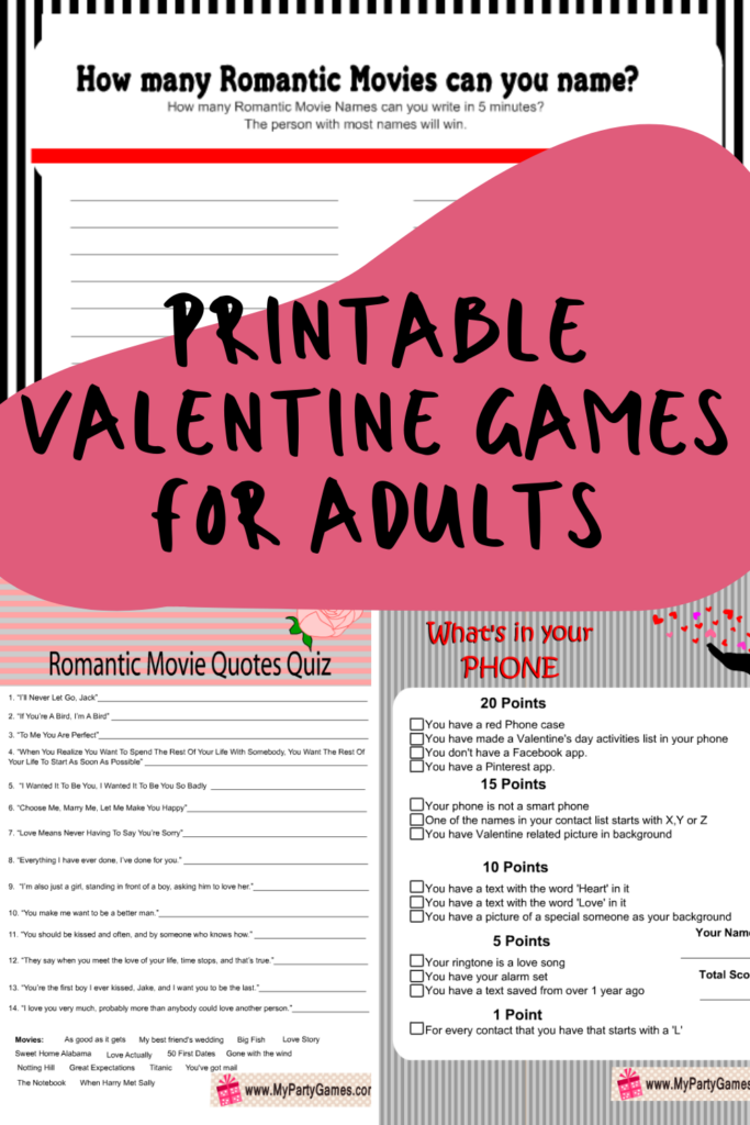 printable valentine games for adults